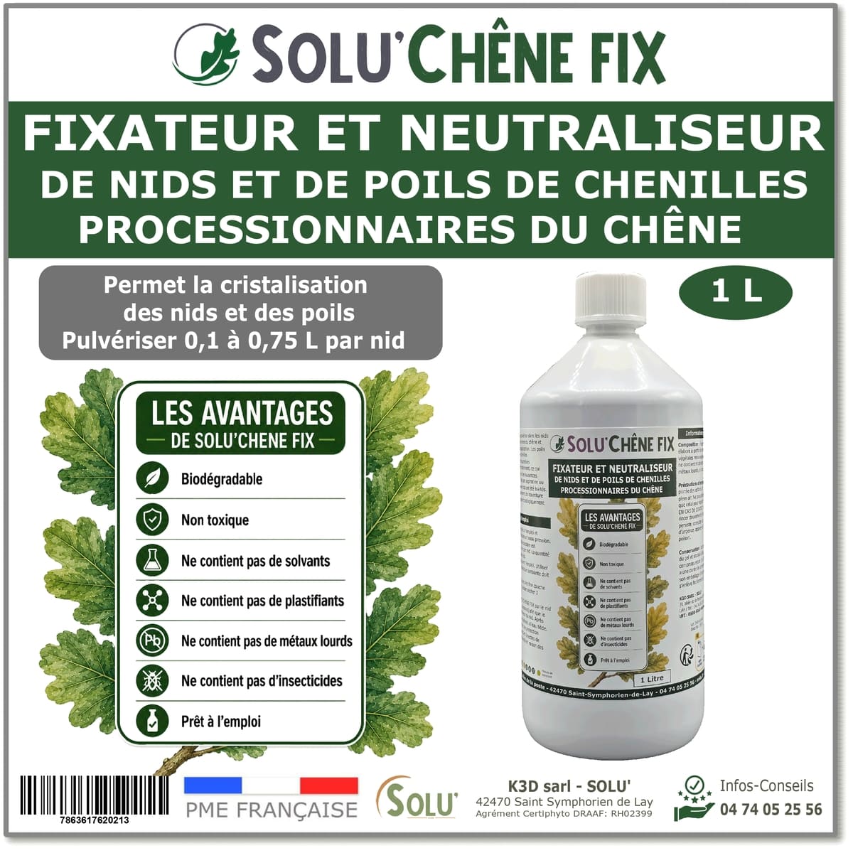 Traitement biologique contre les nids de chenilles processionnaires du chêne, Solu